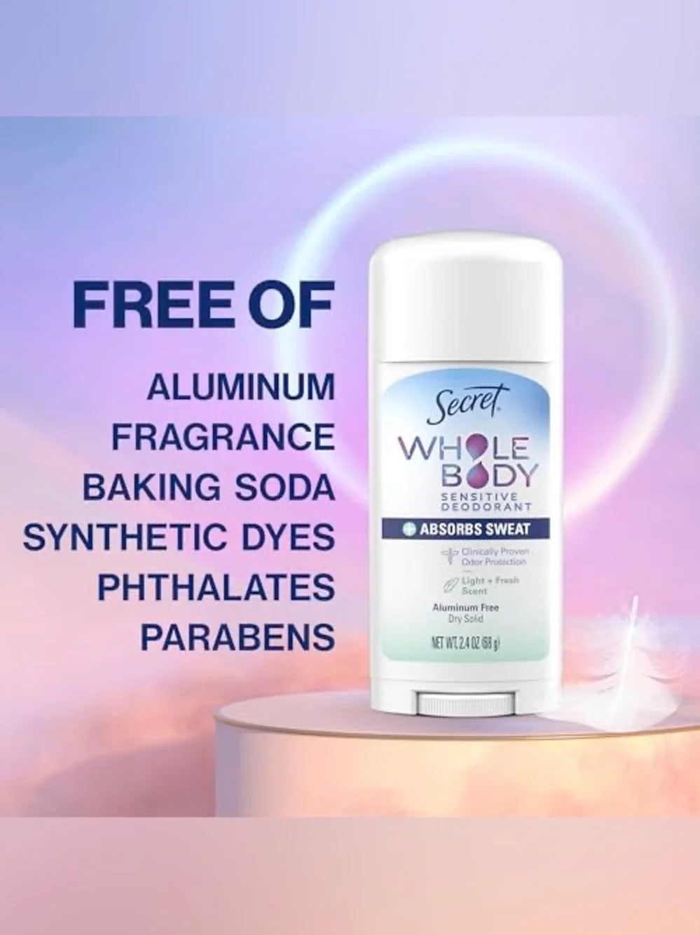 Secret Whole Body Deodorant Stick - Light + Fresh, NEW